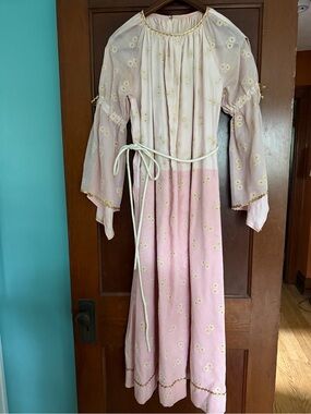 Vintage Flower Power Poet Dress with Rope Belt